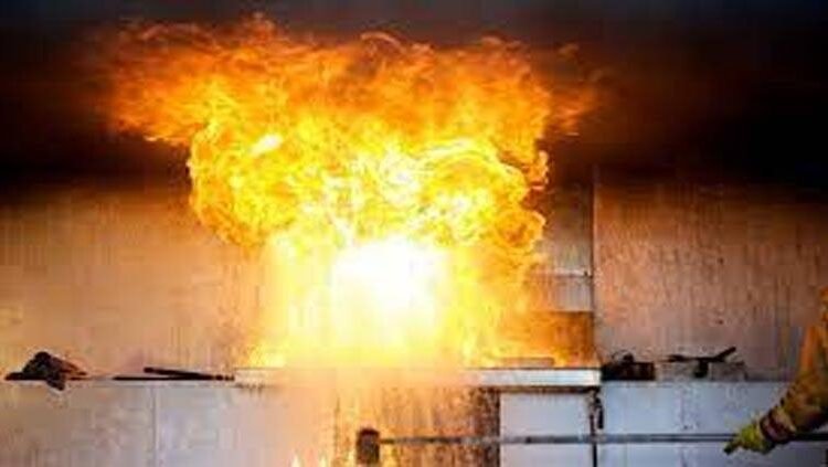 Rescue 1122 officials respond to a gas leakage explosion that injured three girls in Farooq Colony, Chishtian